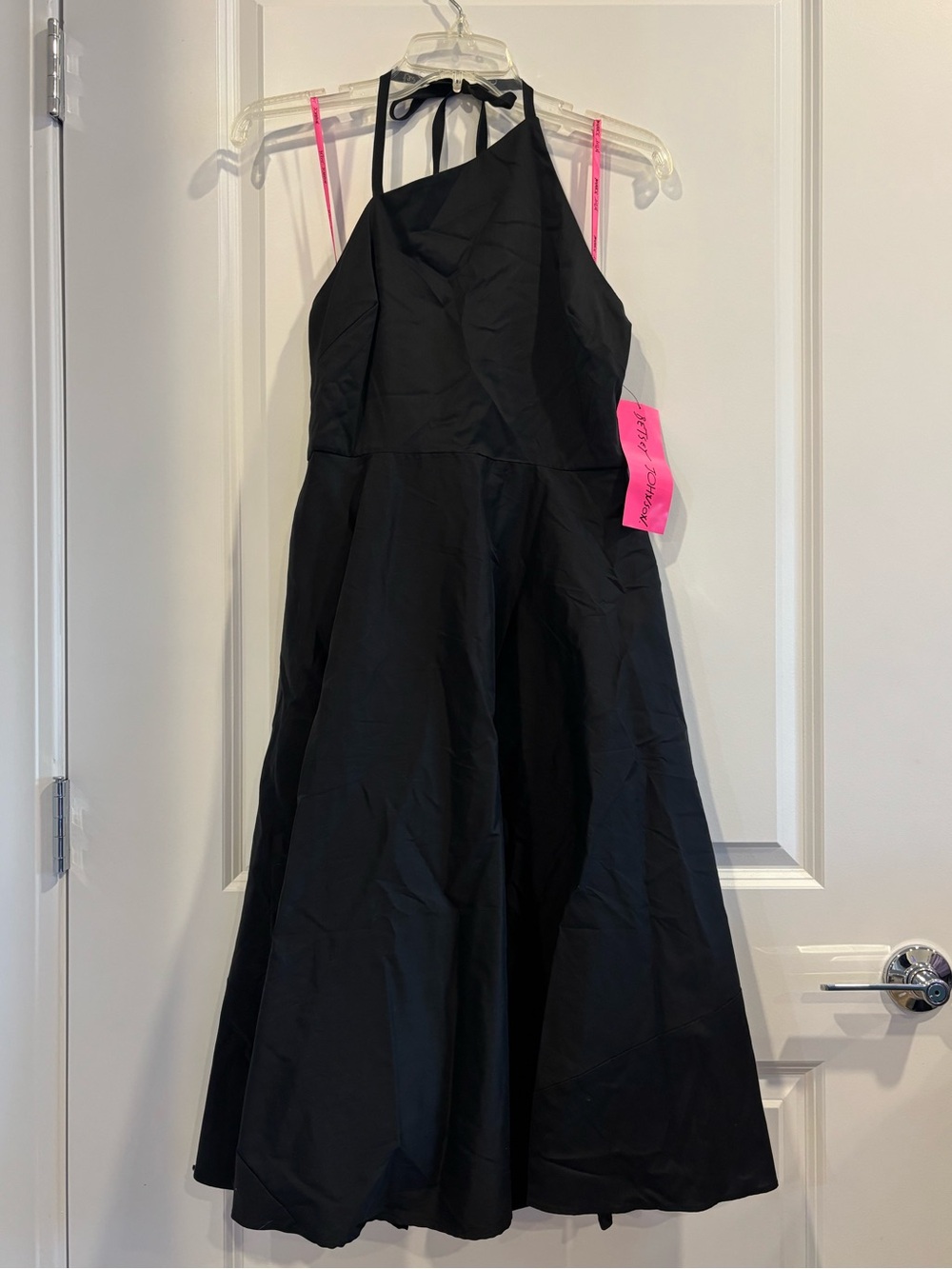 Betsey Johnson Black Halter Asymmetrical Fit-and-Flare Dress